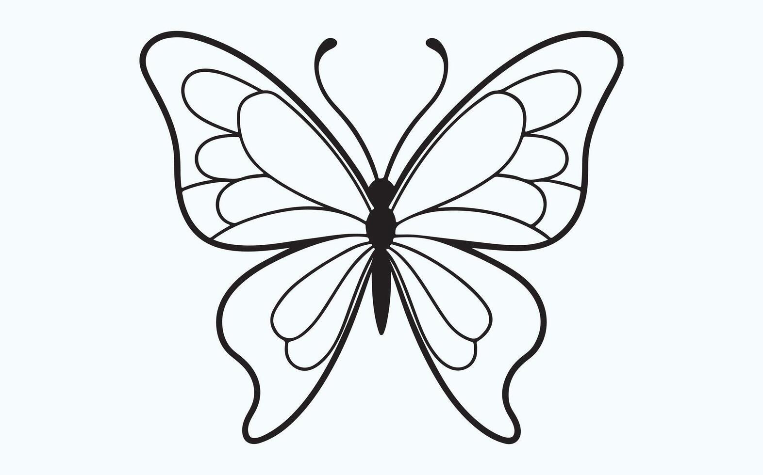 Minimalist Butterfly in Flight Sketch icon clipart illustration vector