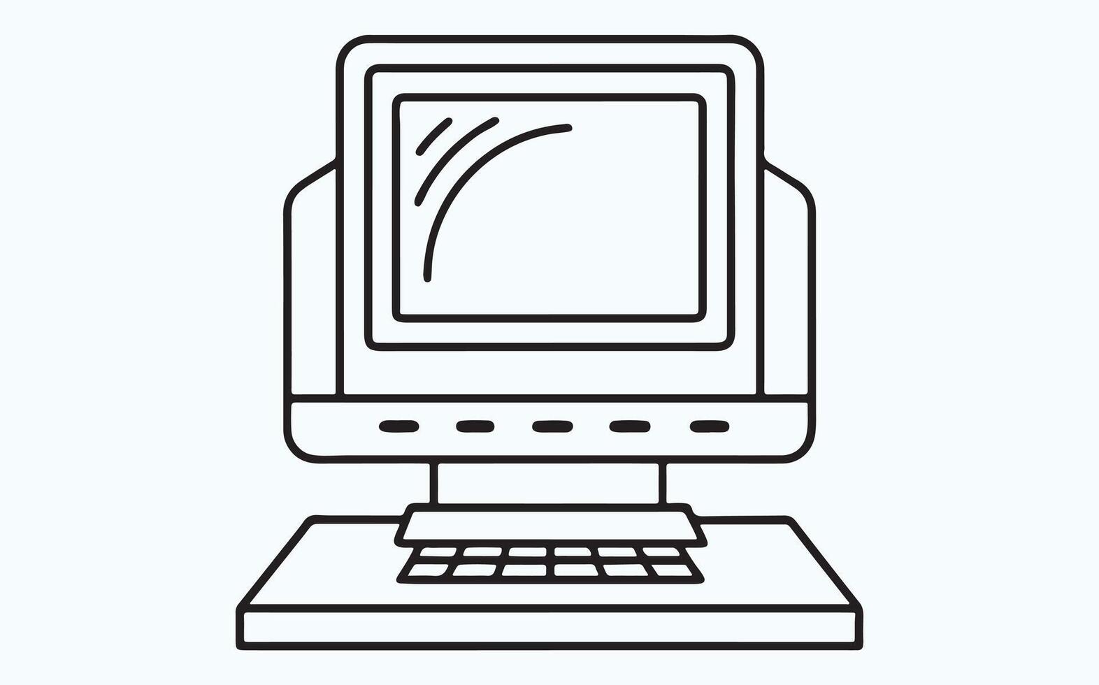 Minimalist Computer Line Drawing vector