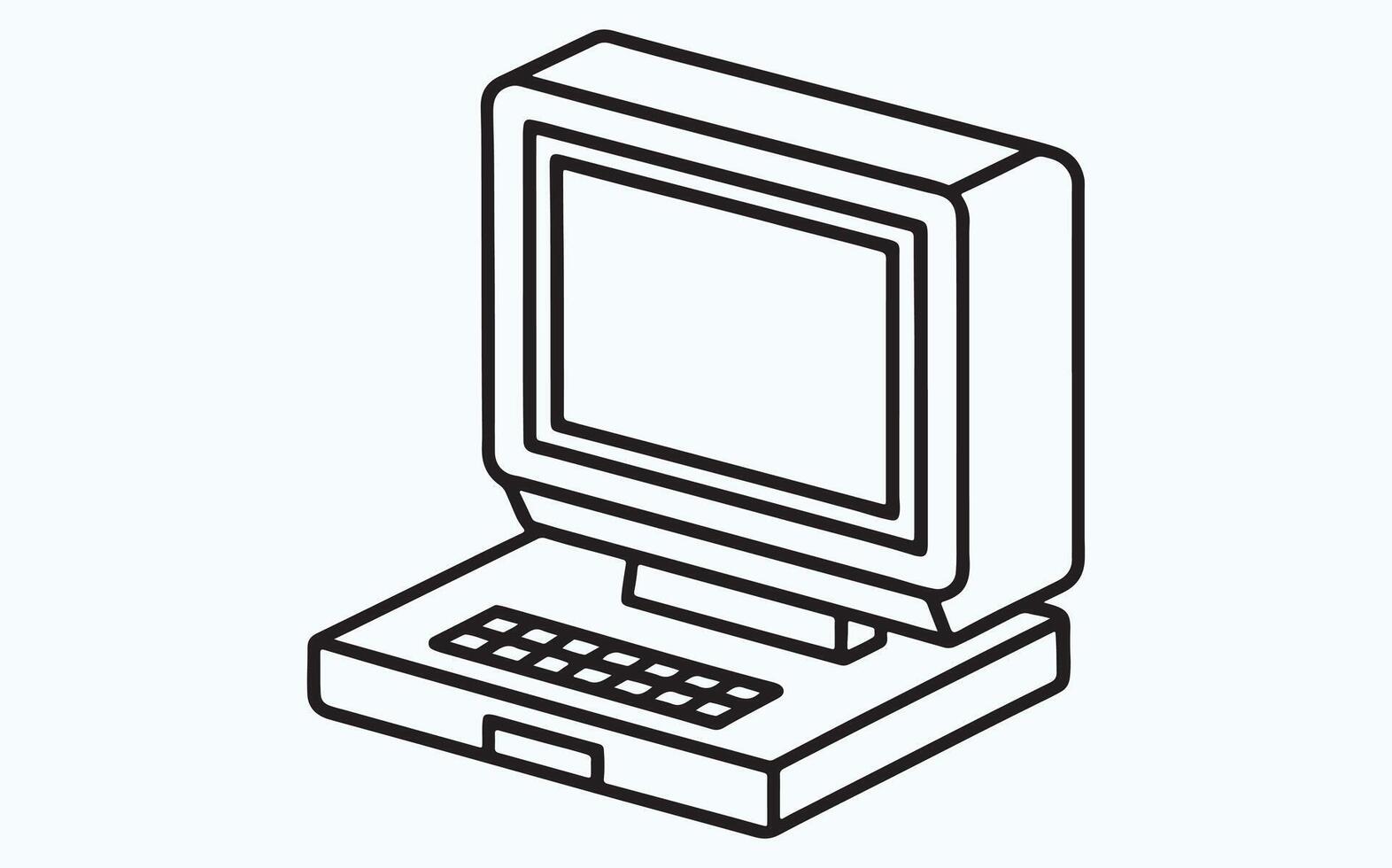 Minimalist Computer Line Drawing image clipart illustration vector