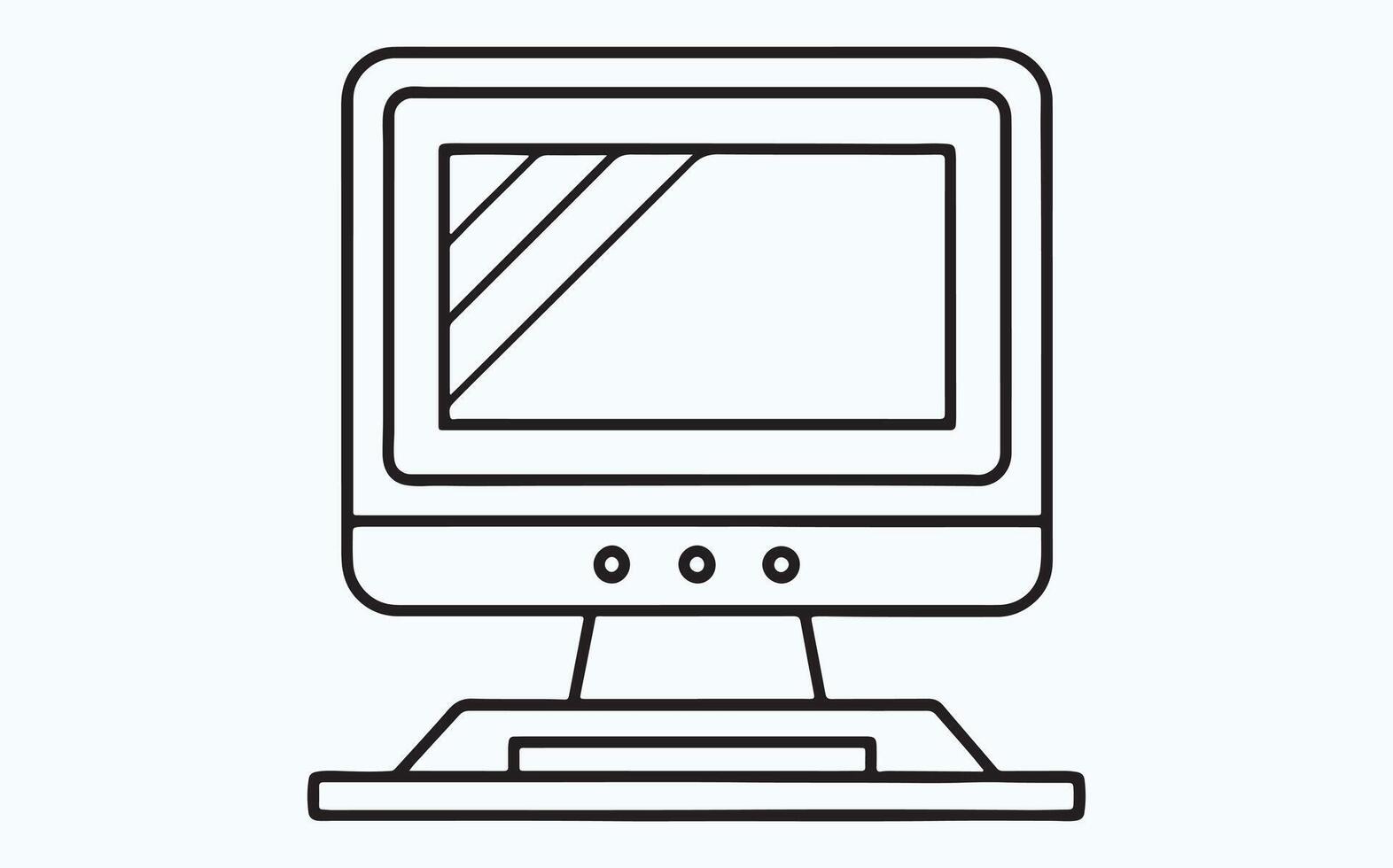 Minimalist Computer Line Drawing icon vector