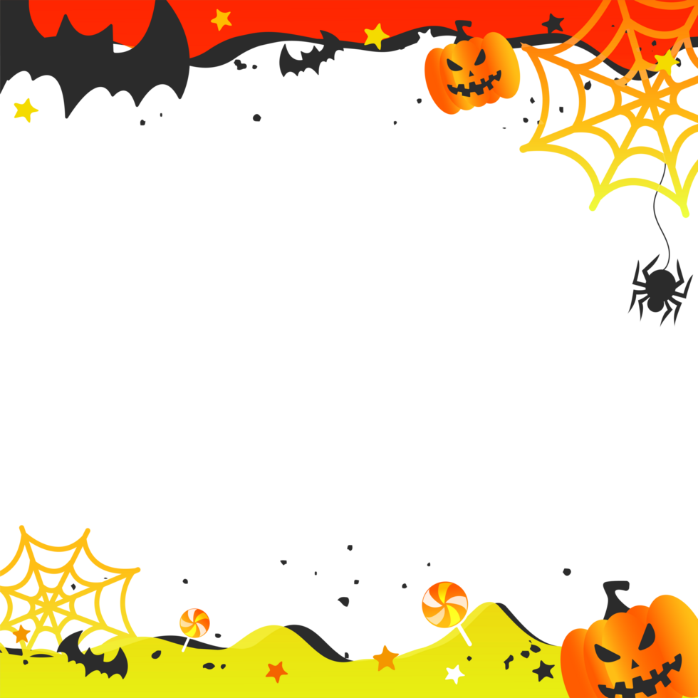 Halloween frame with spider web and pumpkin png