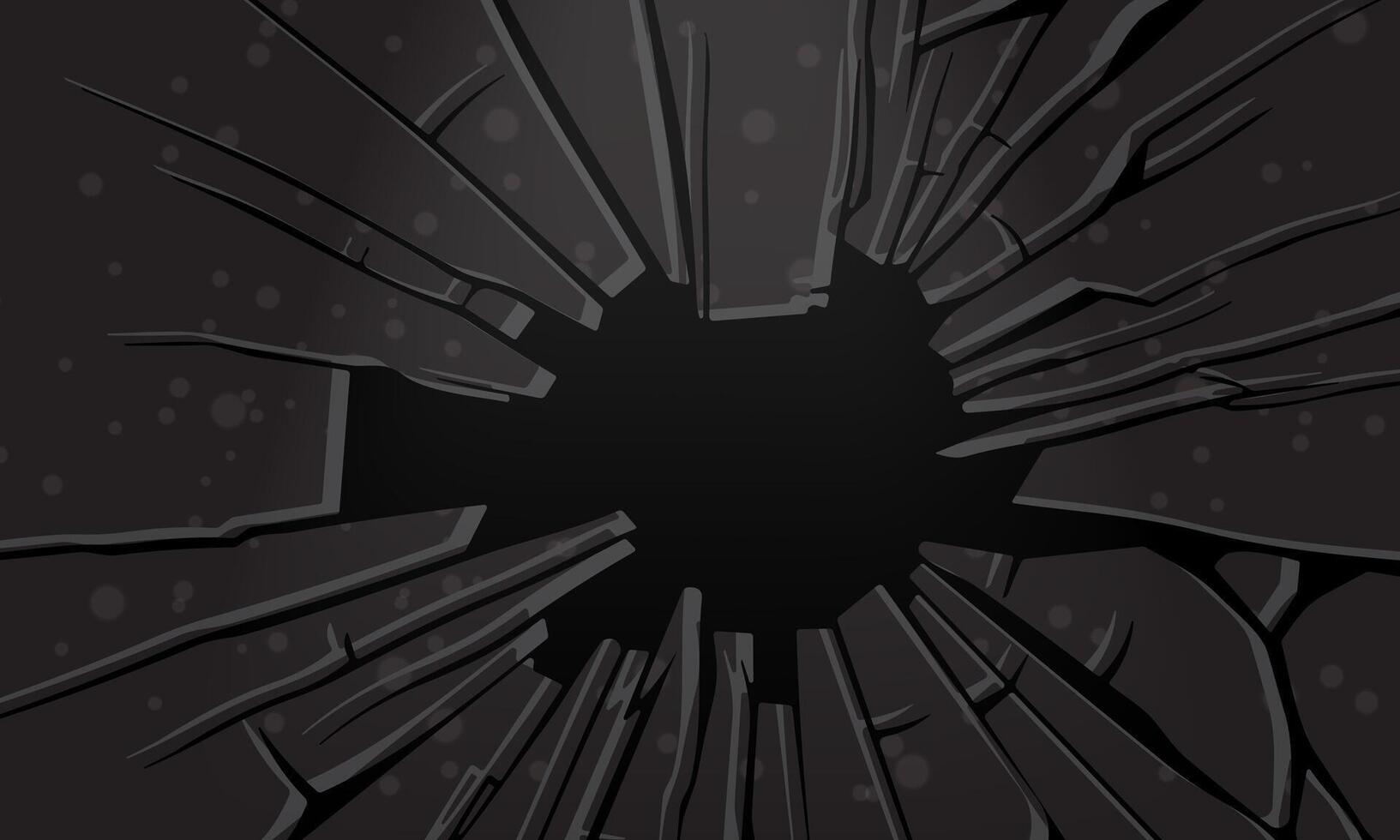 dark wall surface with crack black hole. vector