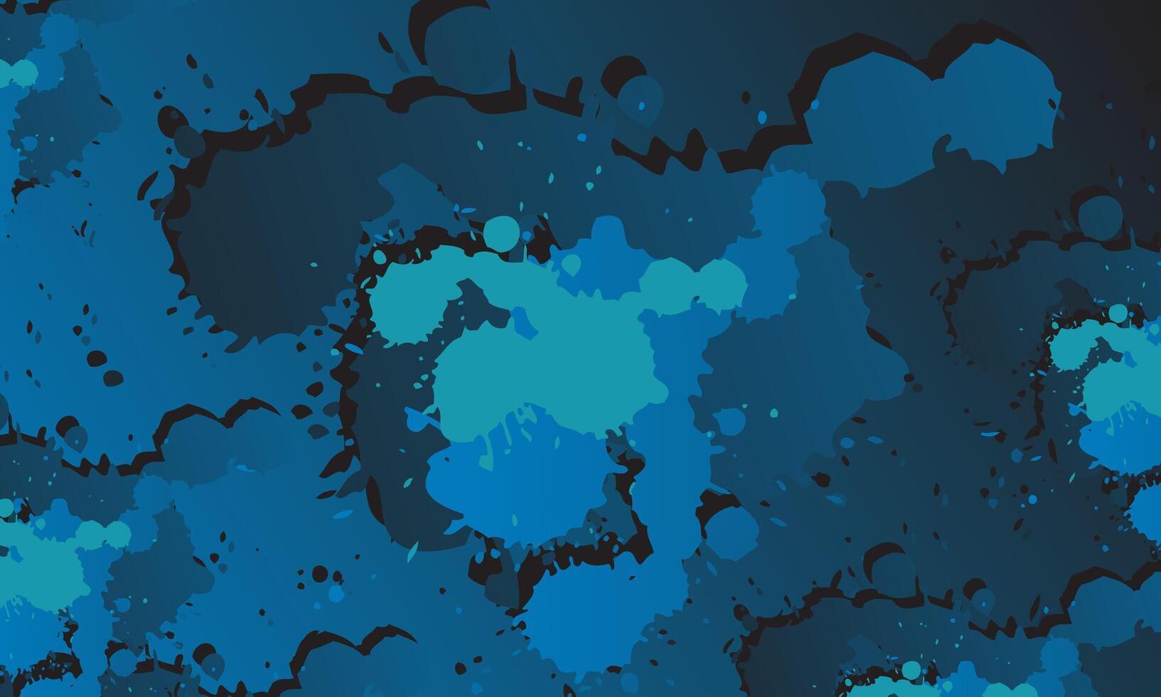 Bright colorful watercolor splash splatter stain brush blue strokes on dark background. vector