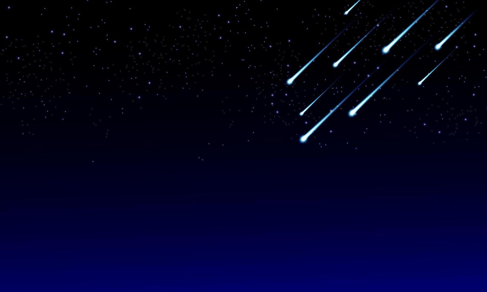 Dark galaxy background falling comets. Stardust and bright shining stars in universal. vector