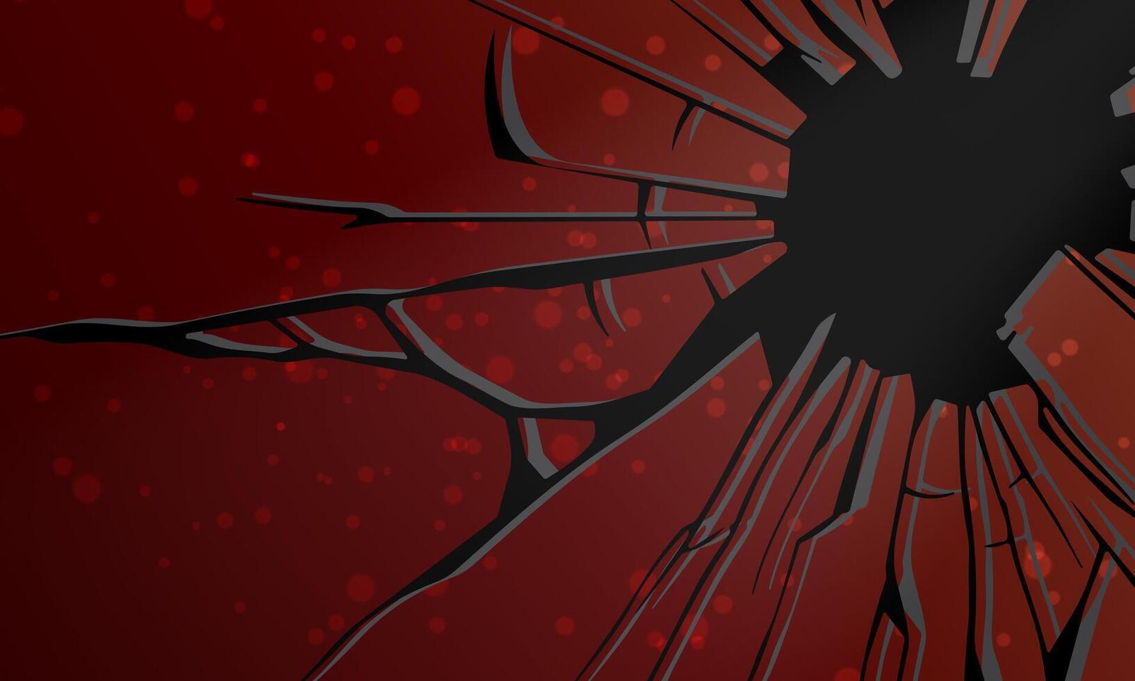 Red wall surface with crack black hole. vector