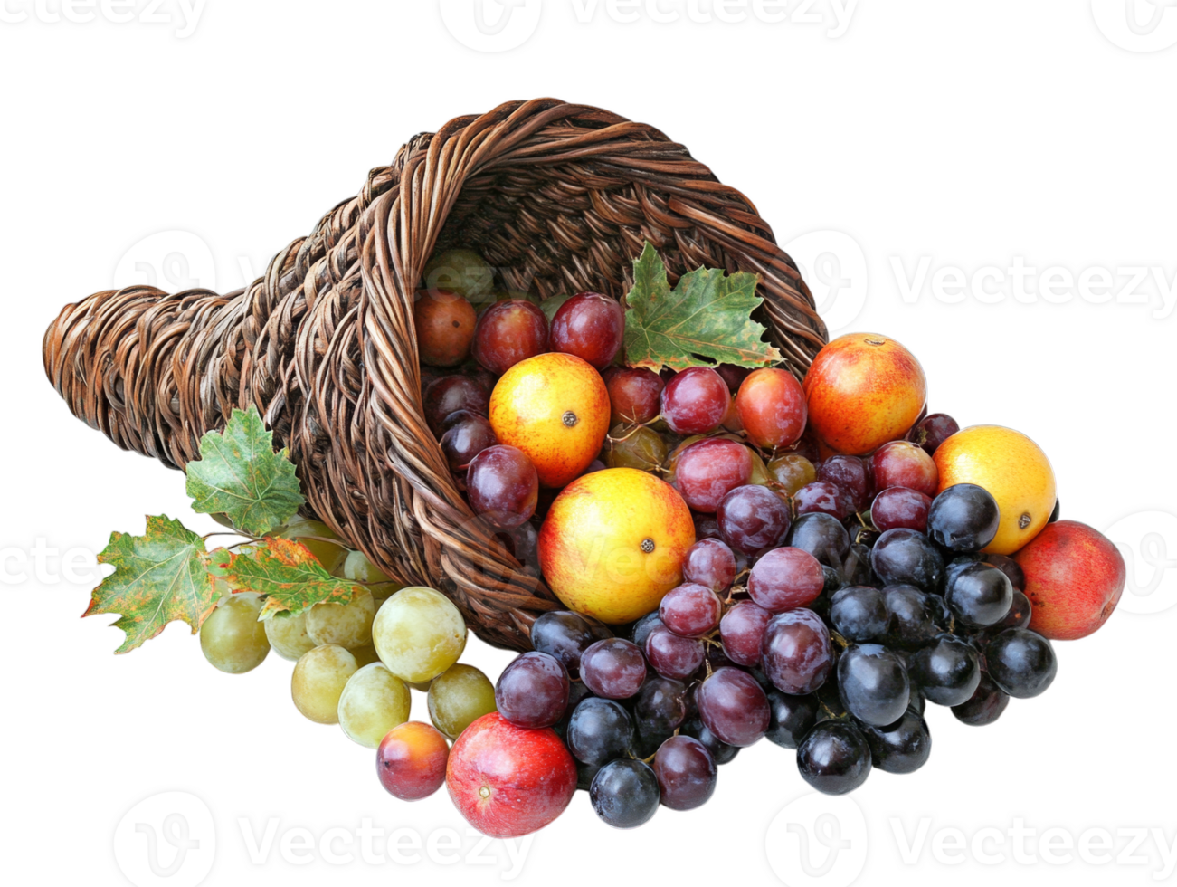 A basket filled with grapes and apples png