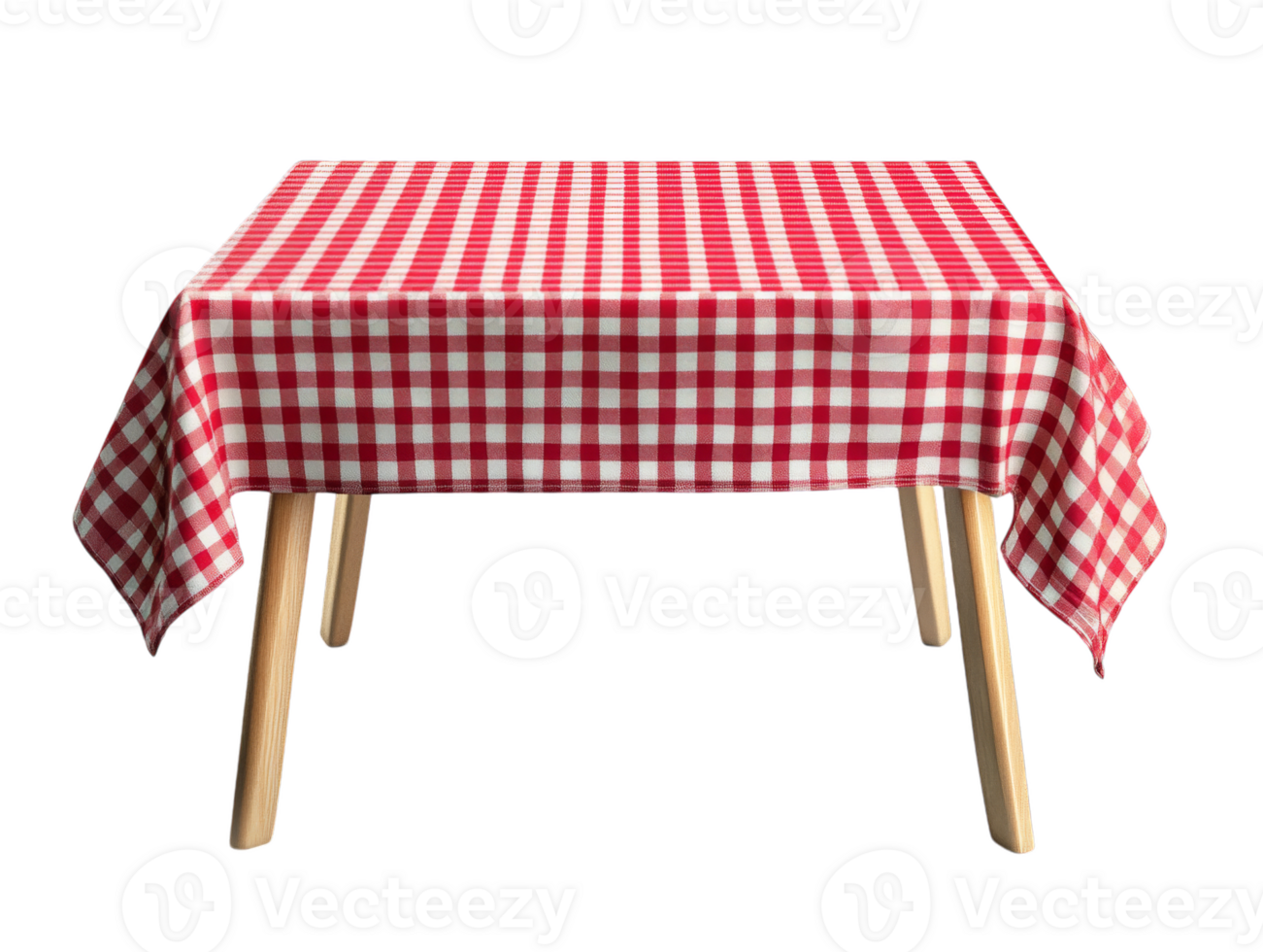 A red and white checkered tablecloth on a table png