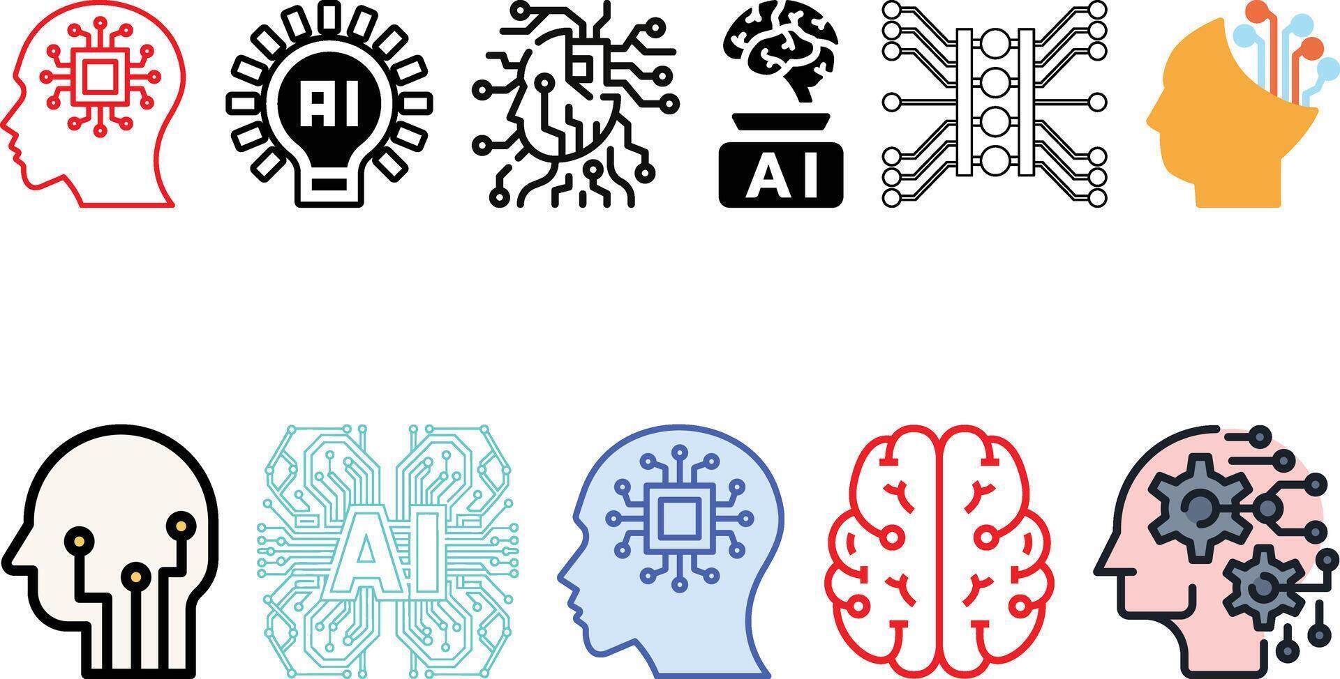 Artificial Intelligence icon set collection design vector