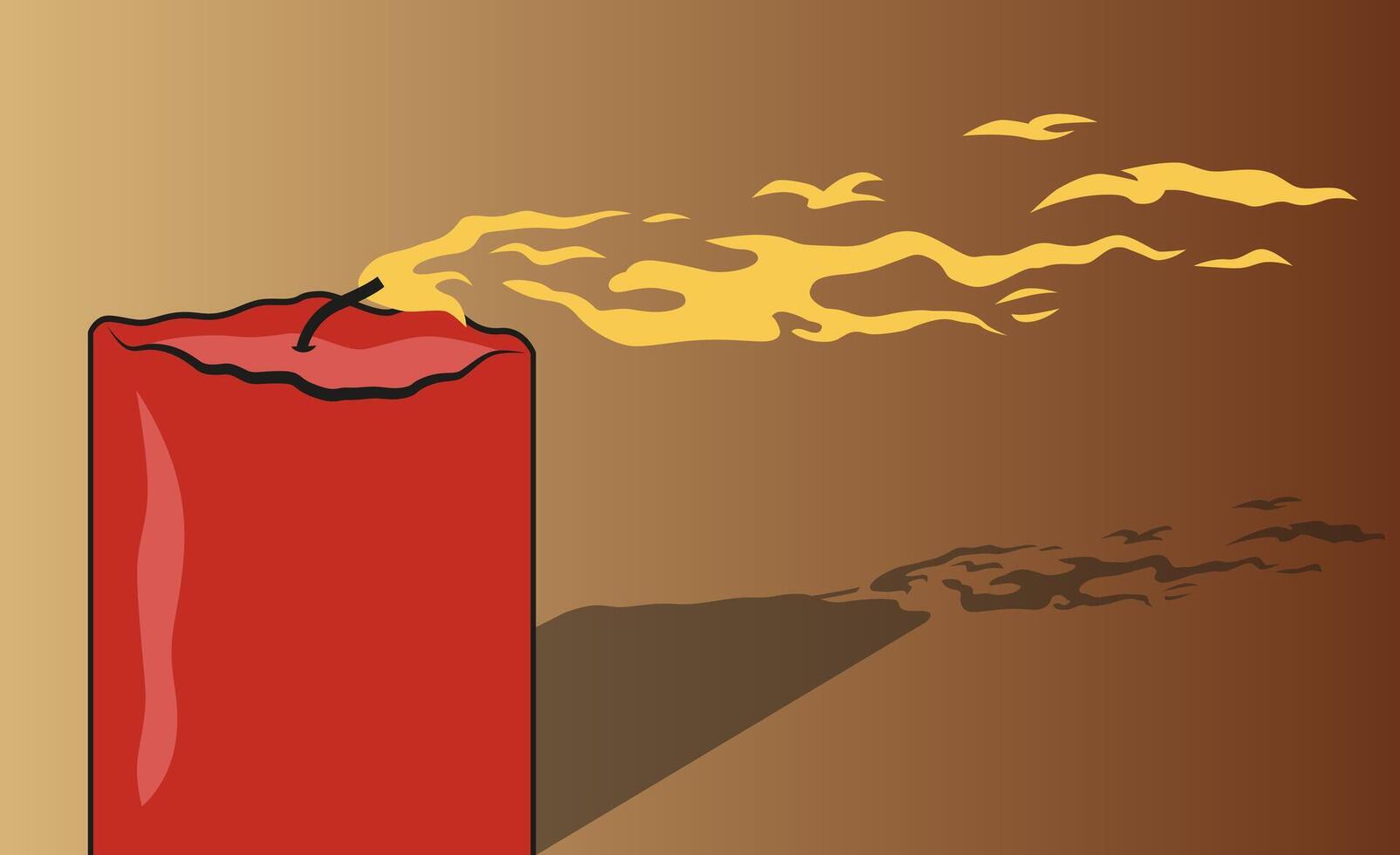 A draft candle in the style of a cartoon. The candle went out. Illustrations with gradients. vector