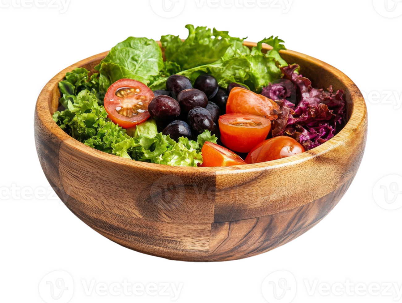 A wooden bowl filled with a salad png