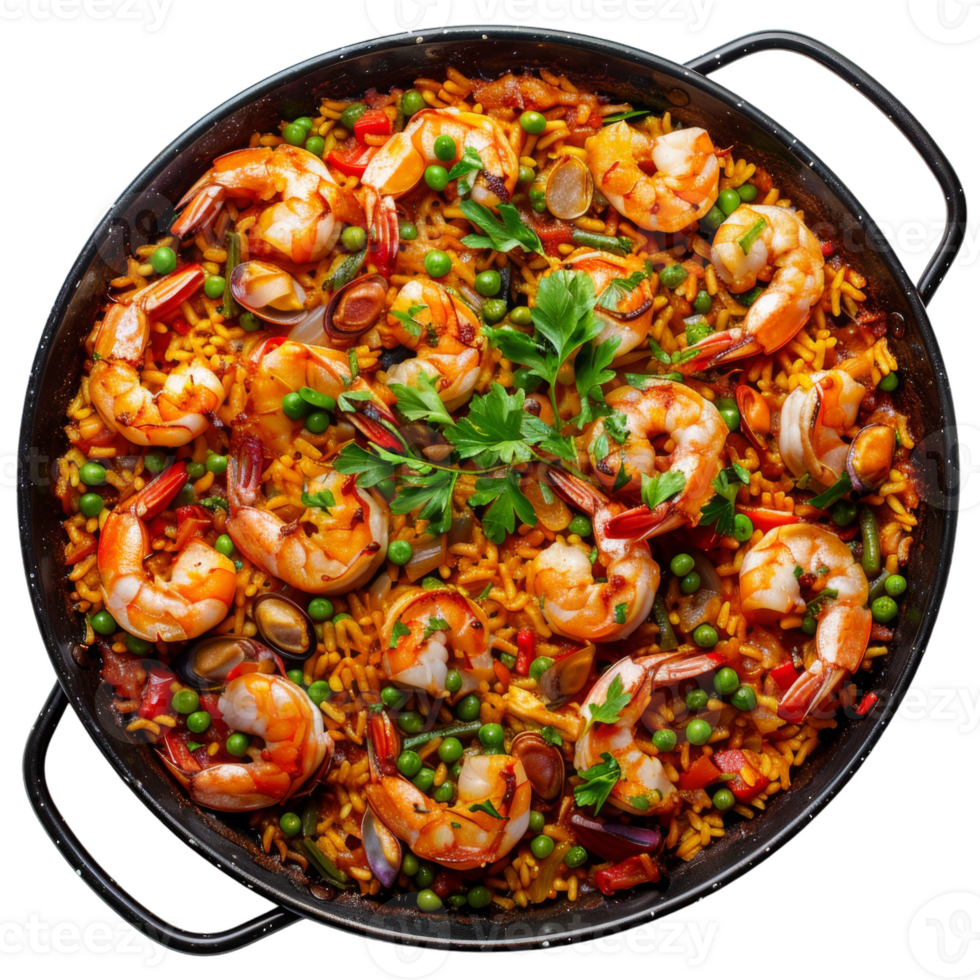 A pan full of shrimp and rice png