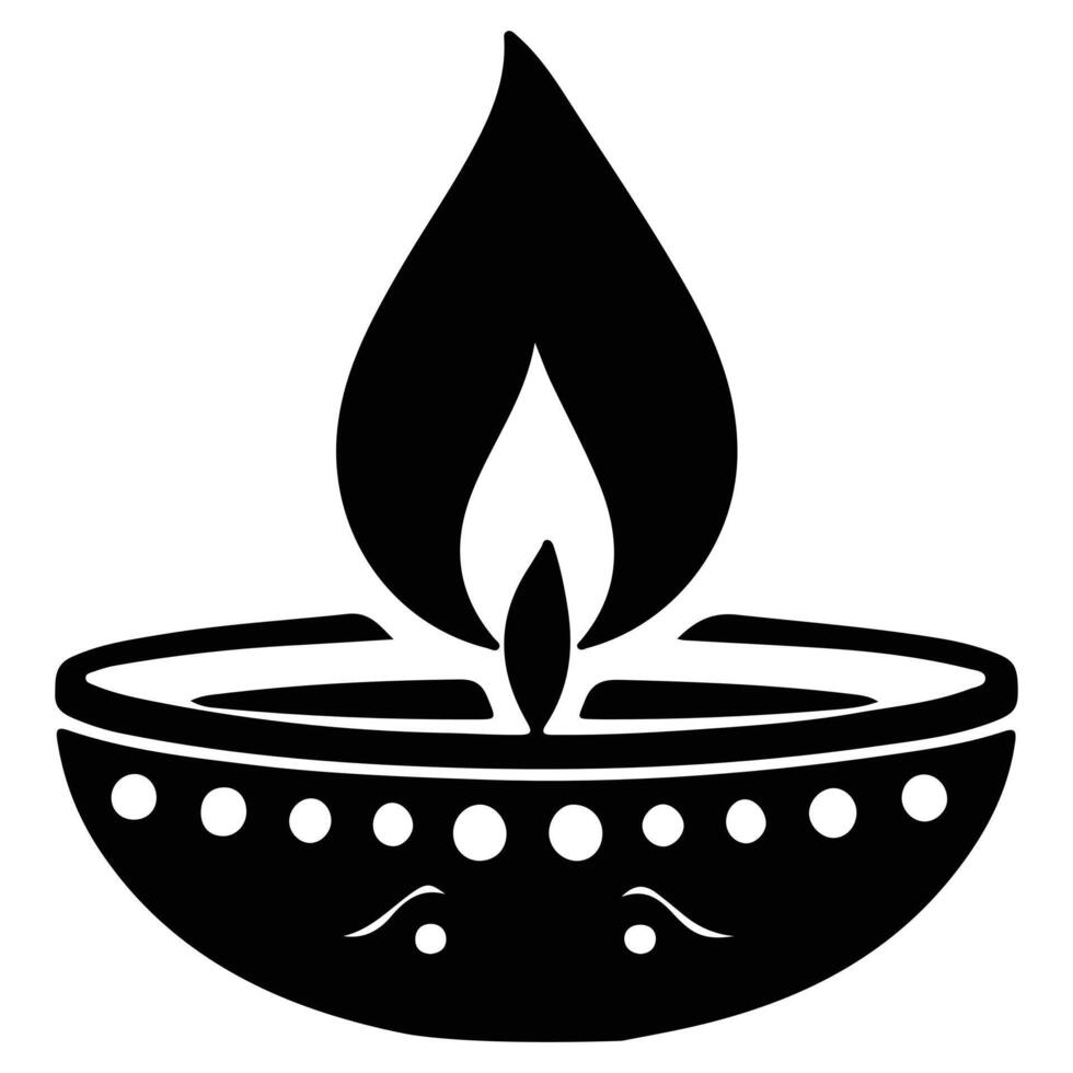 Diwali lamp silhouette art design vector