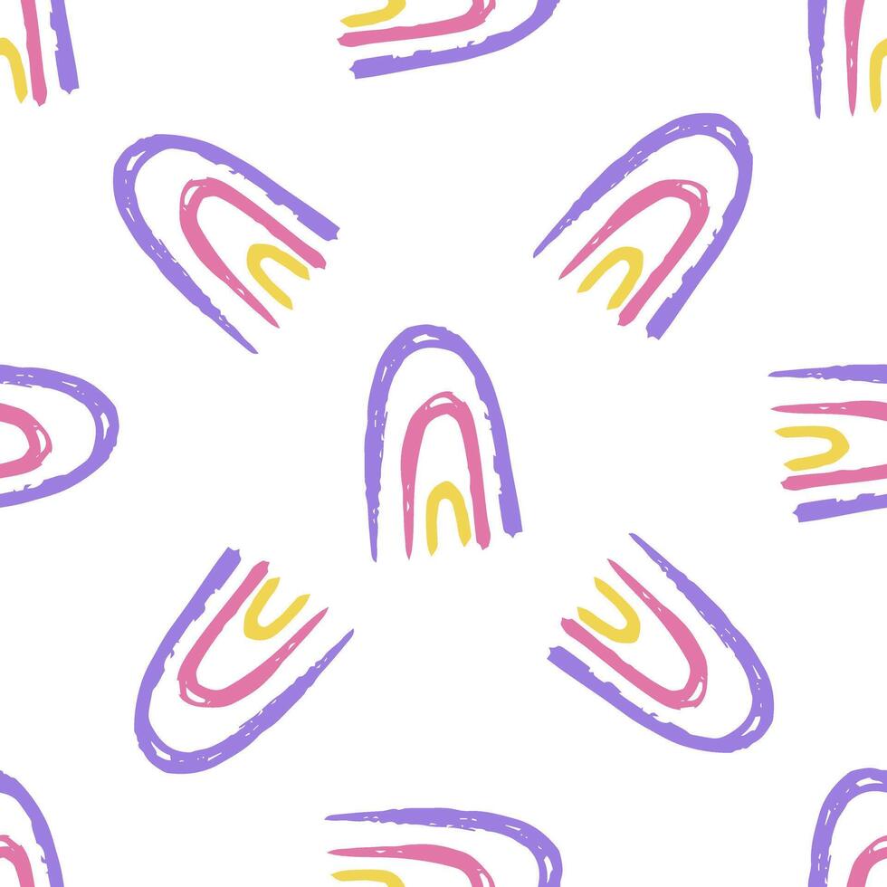 Hand drawn pencil color brush rainbow seamless pattern. Festive concept. Hand drawn sketch. vector