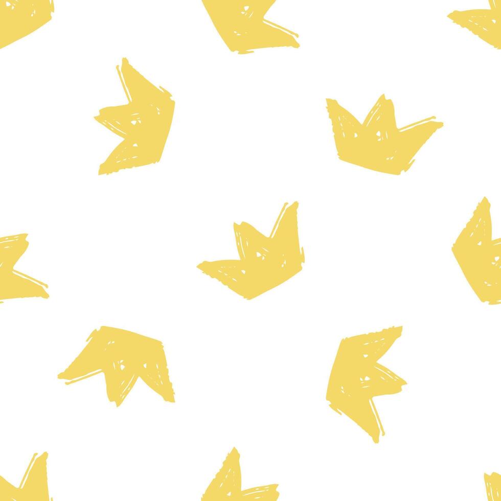 Hand drawn pencil color brush crown seamless pattern. Festive concept. Hand drawn sketch. vector