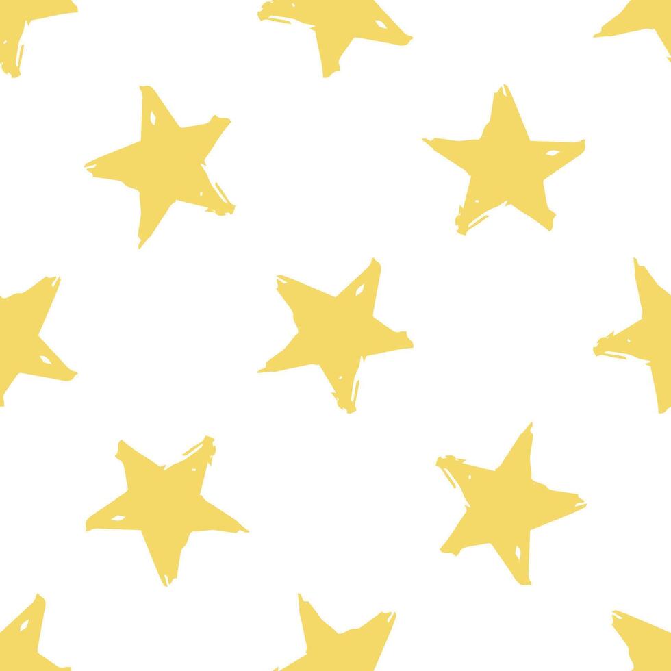 Hand drawn pencil color brush star seamless pattern. Festive concept. Hand drawn sketch. vector