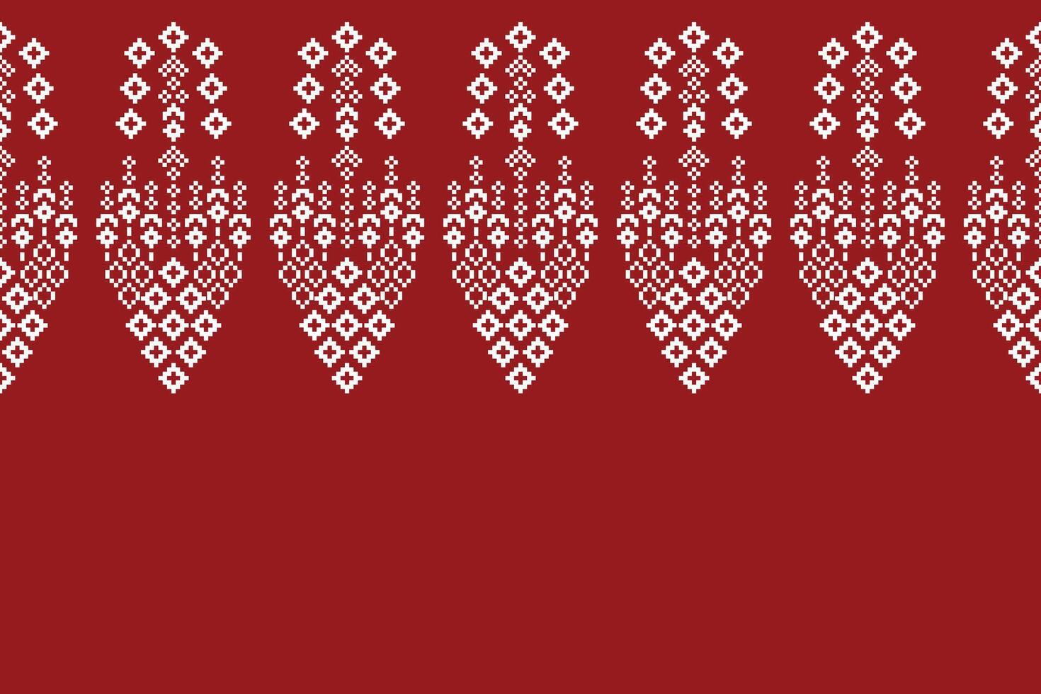 Cool ethnic pattern red background color motif decoration fabric pattern red. vector