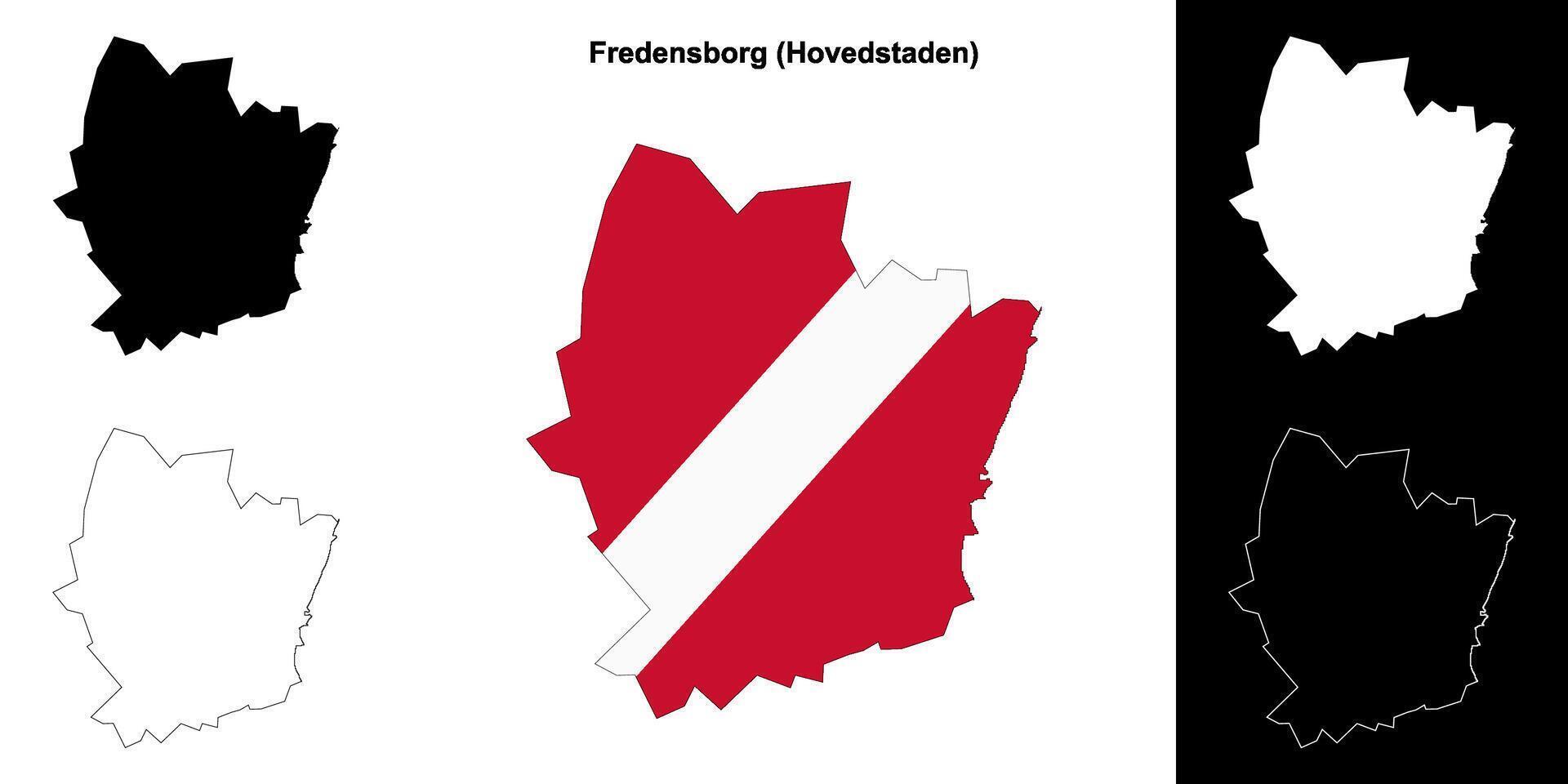 Fredensborg municipality outline map set vector