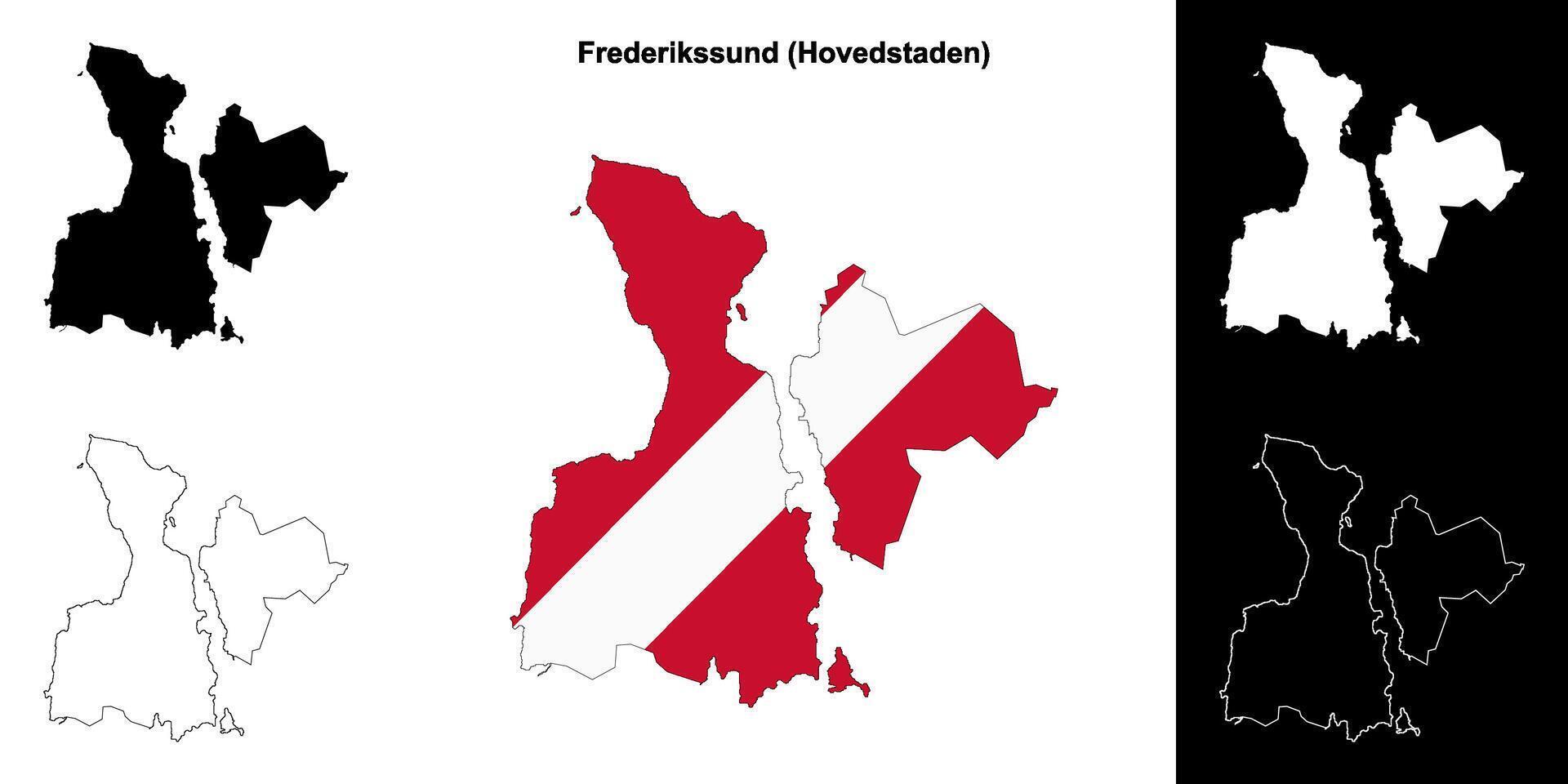 Frederikssund municipality outline map set vector