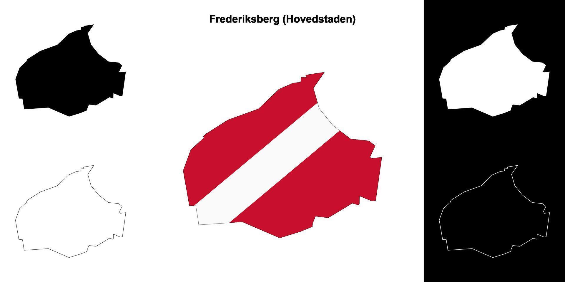 Frederiksberg municipality outline map set vector