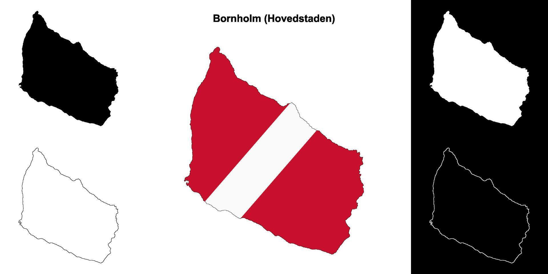 Bornholm municipality outline map set vector
