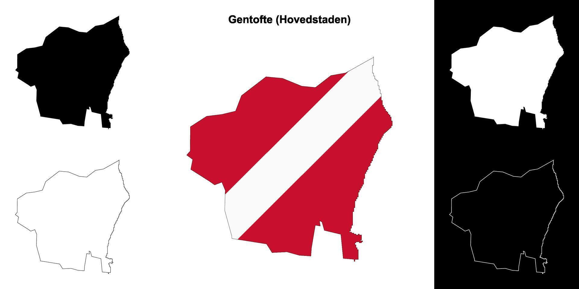 Gentofte municipality outline map set vector
