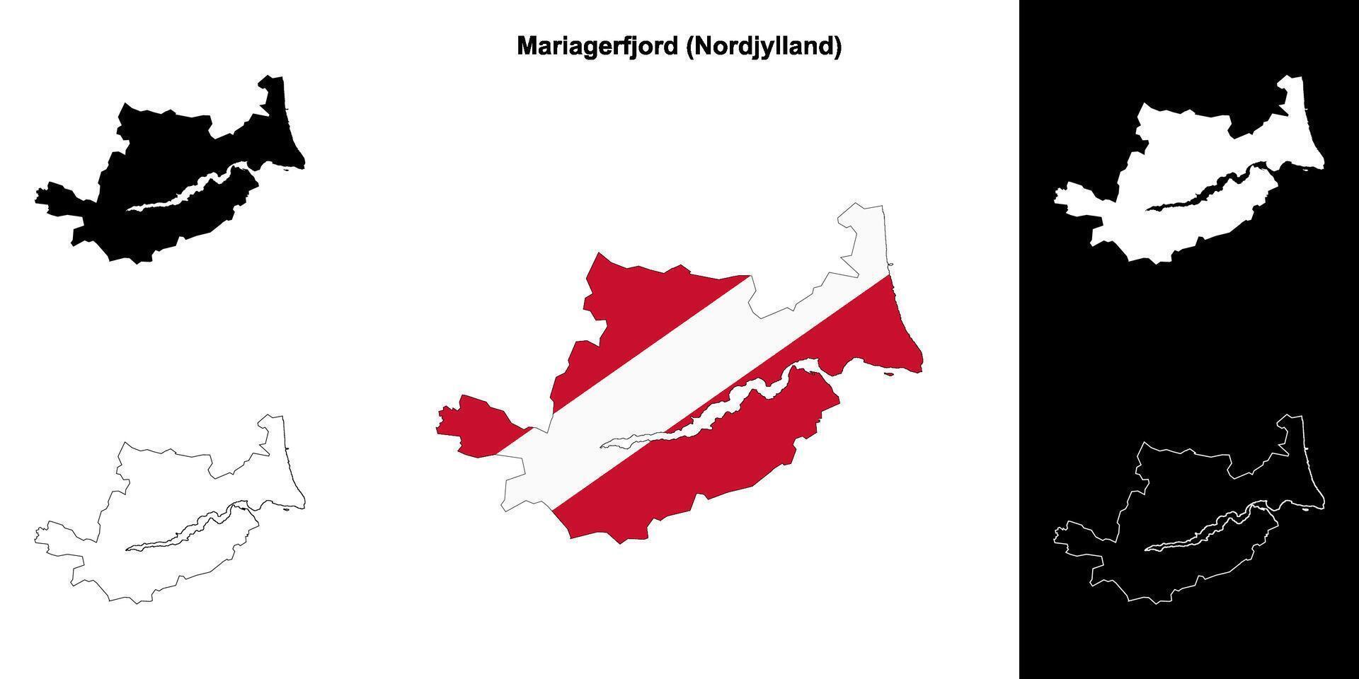 Mariagerfjord municipality outline map set vector