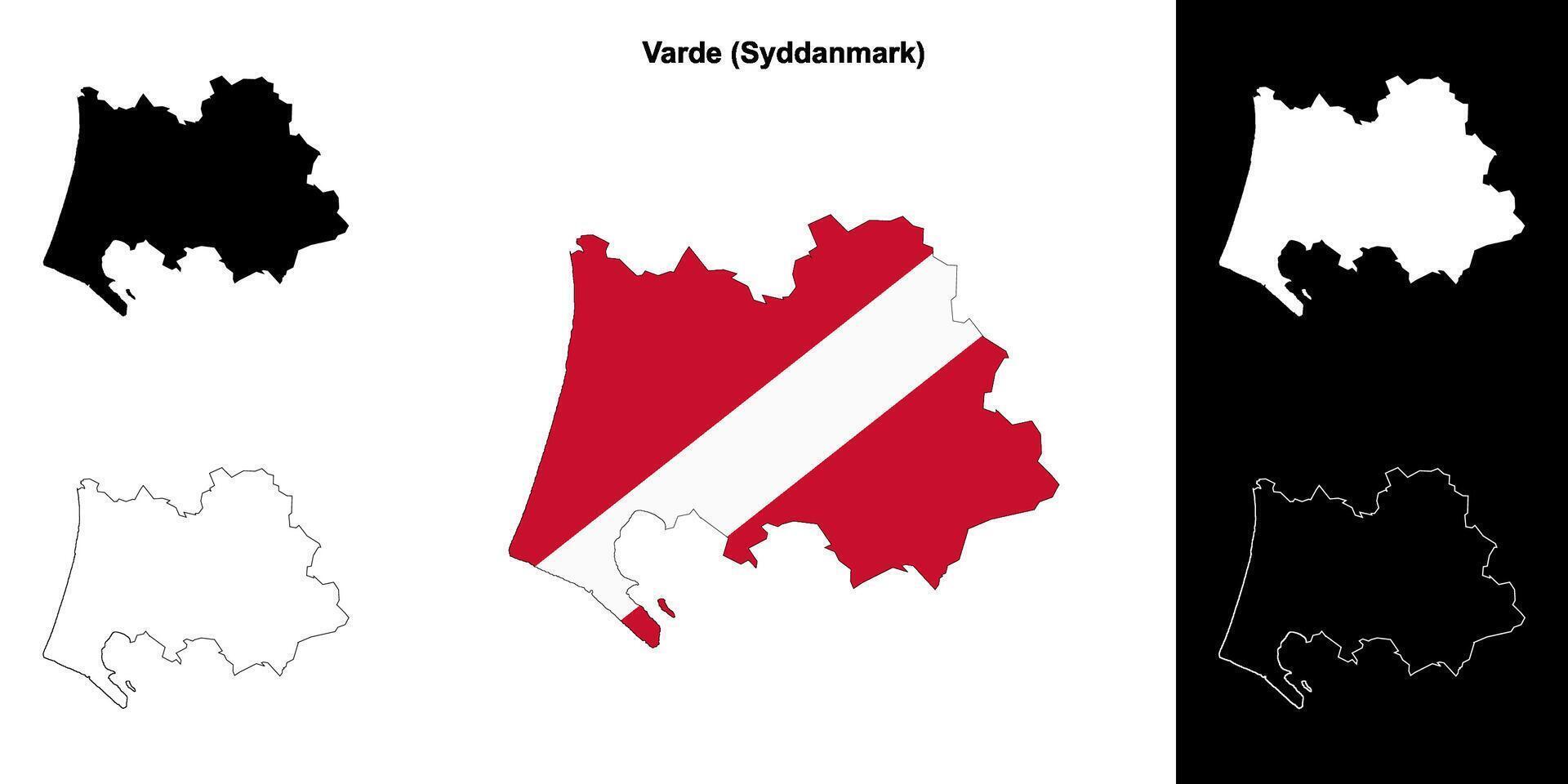 Varde municipality outline map set vector