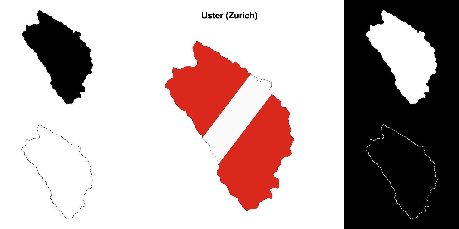 Uster blank outline map set vector