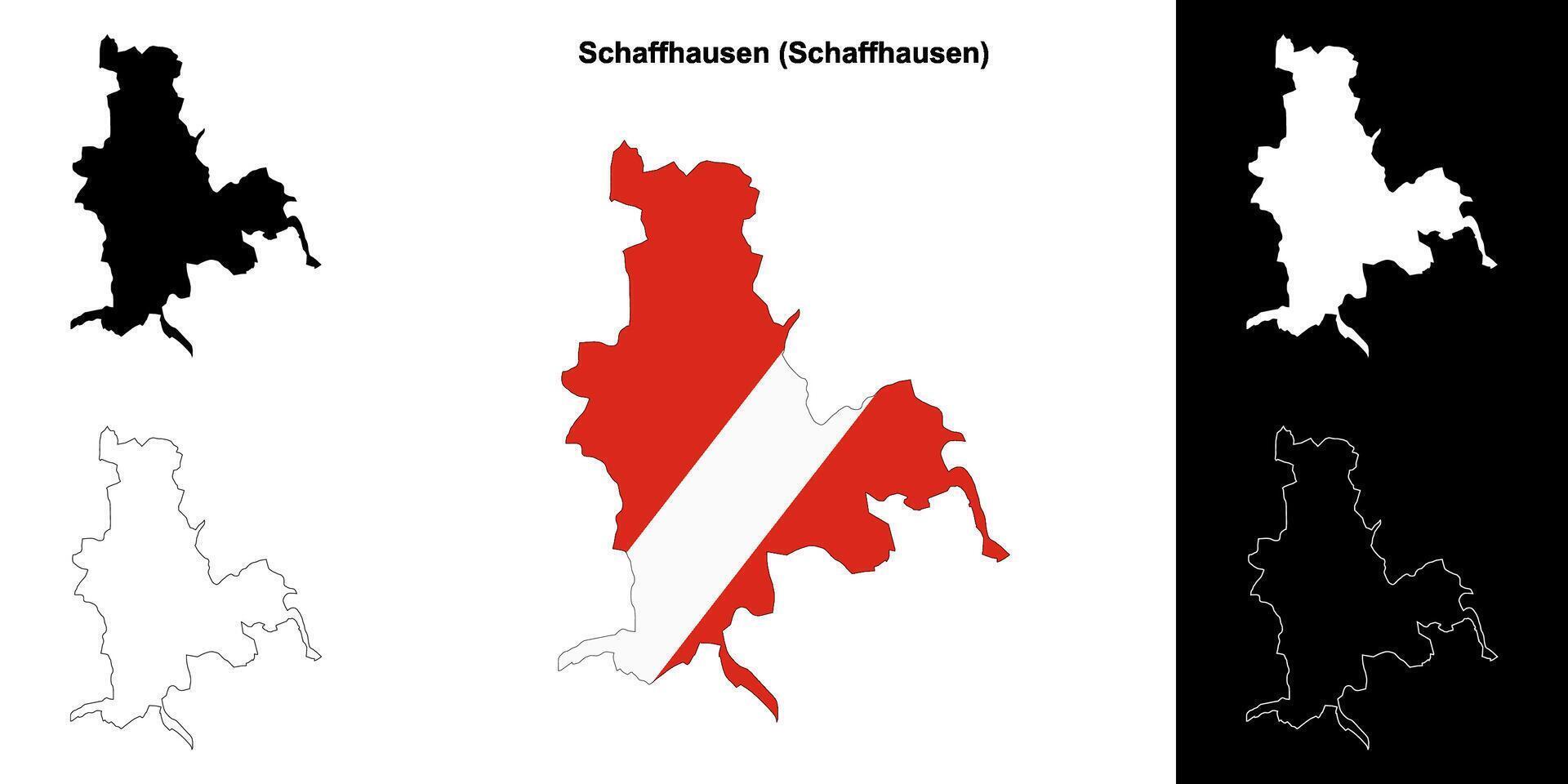 Schaffhausen blank outline map set vector
