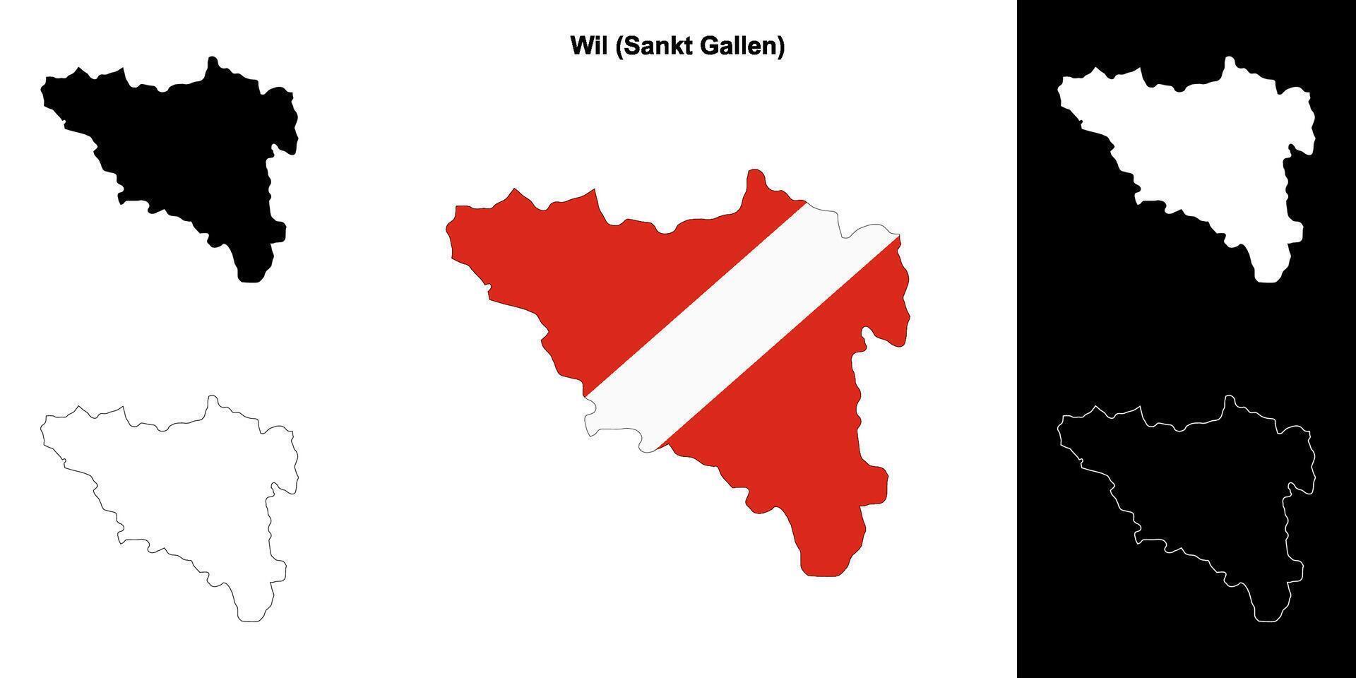 Wil blank outline map set vector