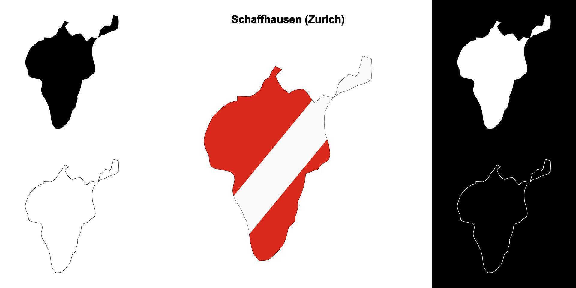 Schaffhausen Zurich blank outline map set vector