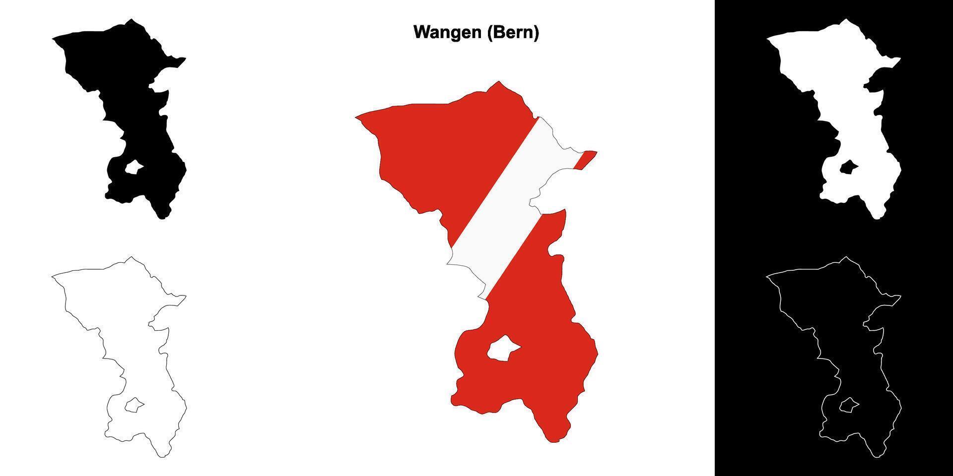 Wangen blank outline map set vector