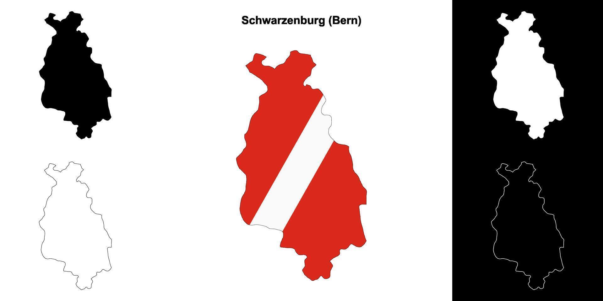 Schwarzenburg blank outline map set vector