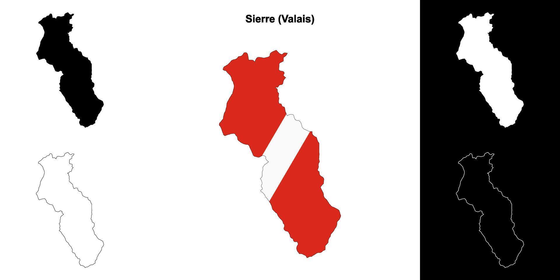 Sierre blank outline map set vector