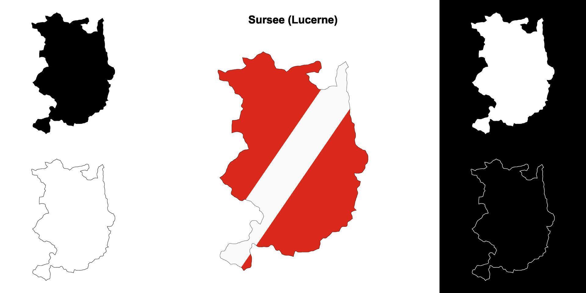 Sursee blank outline map set vector