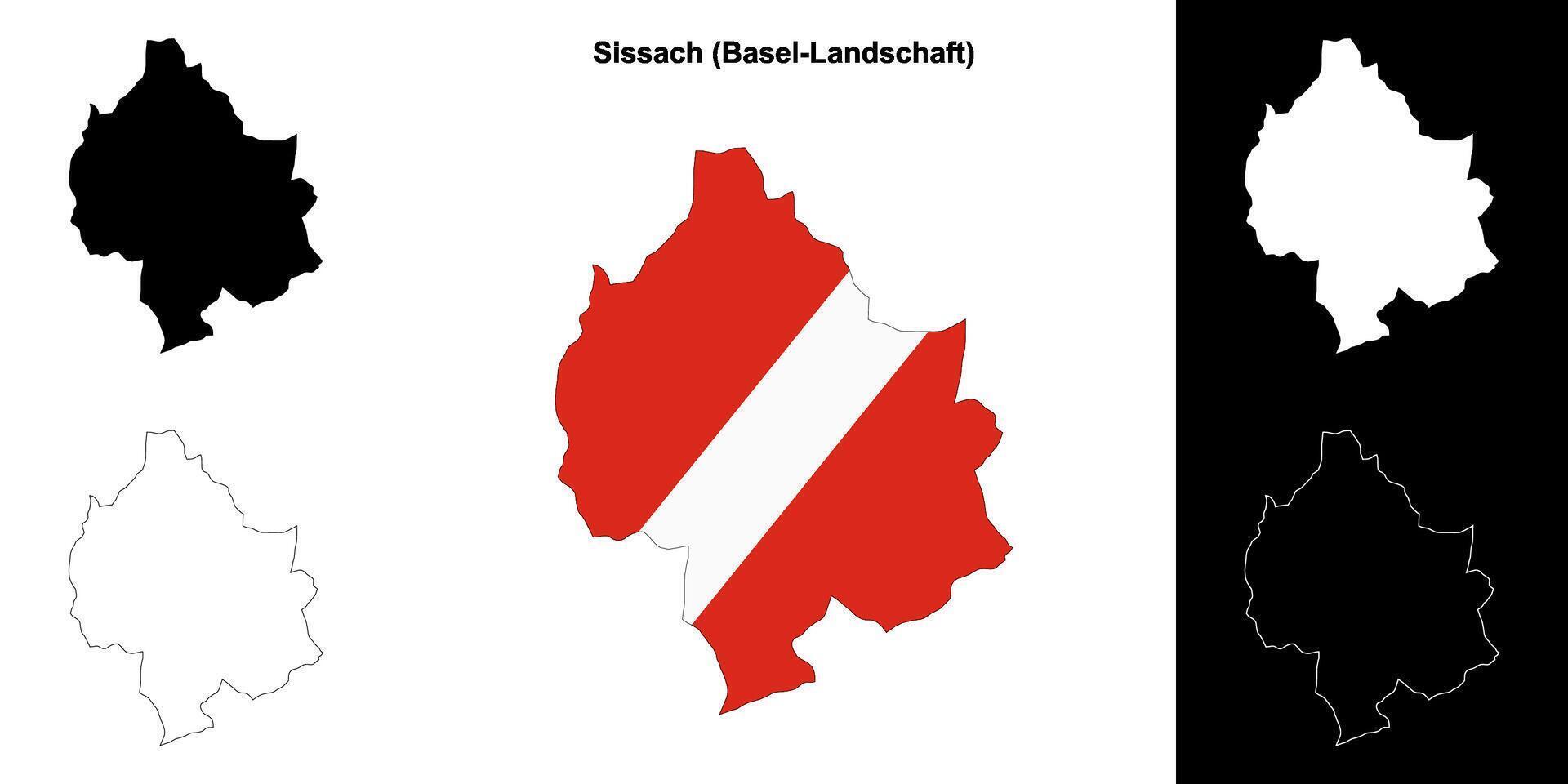 Sissach blank outline map set vector
