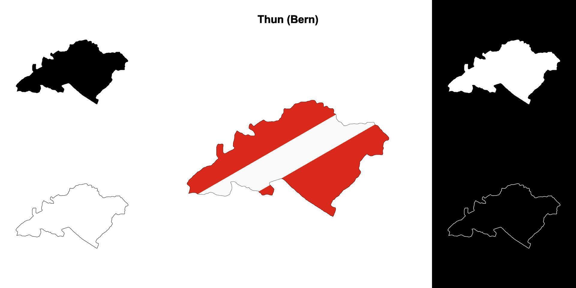 Thun blank outline map set vector