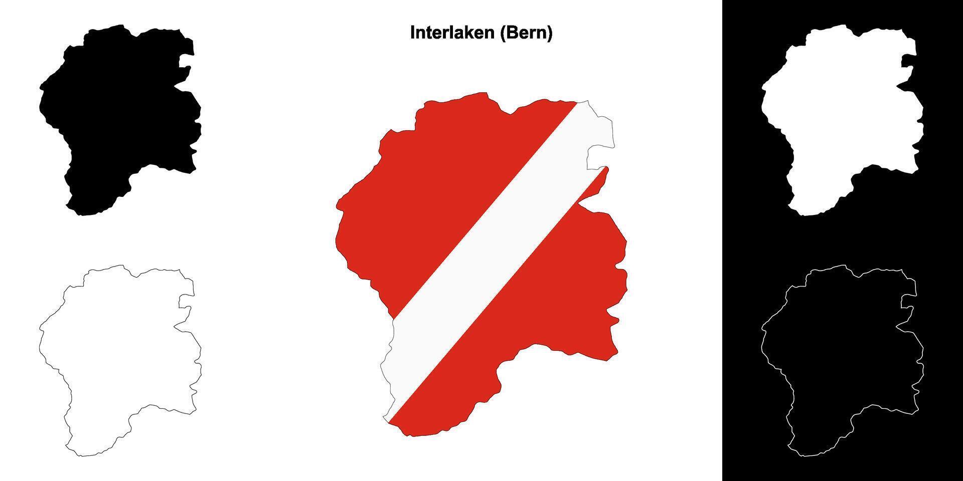 Interlaken blank outline map set vector