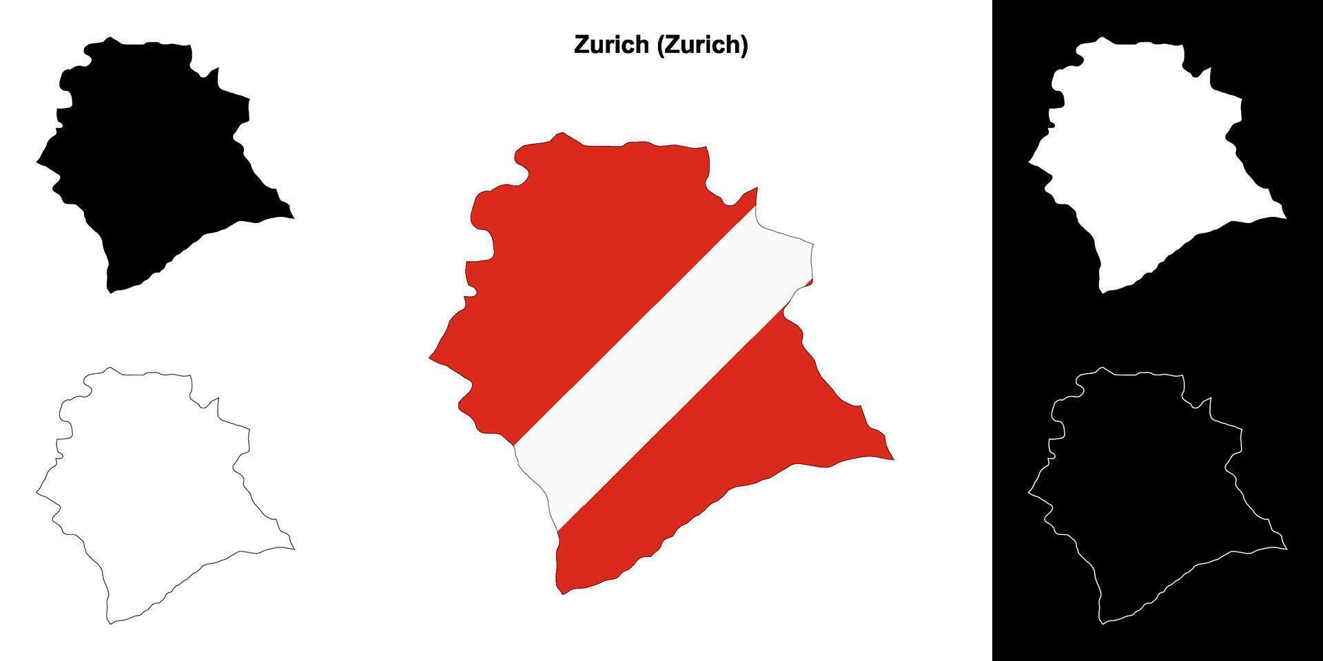 Zurich blank outline map set vector