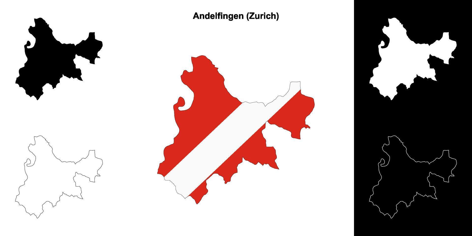 Andelfingen blank outline map set vector