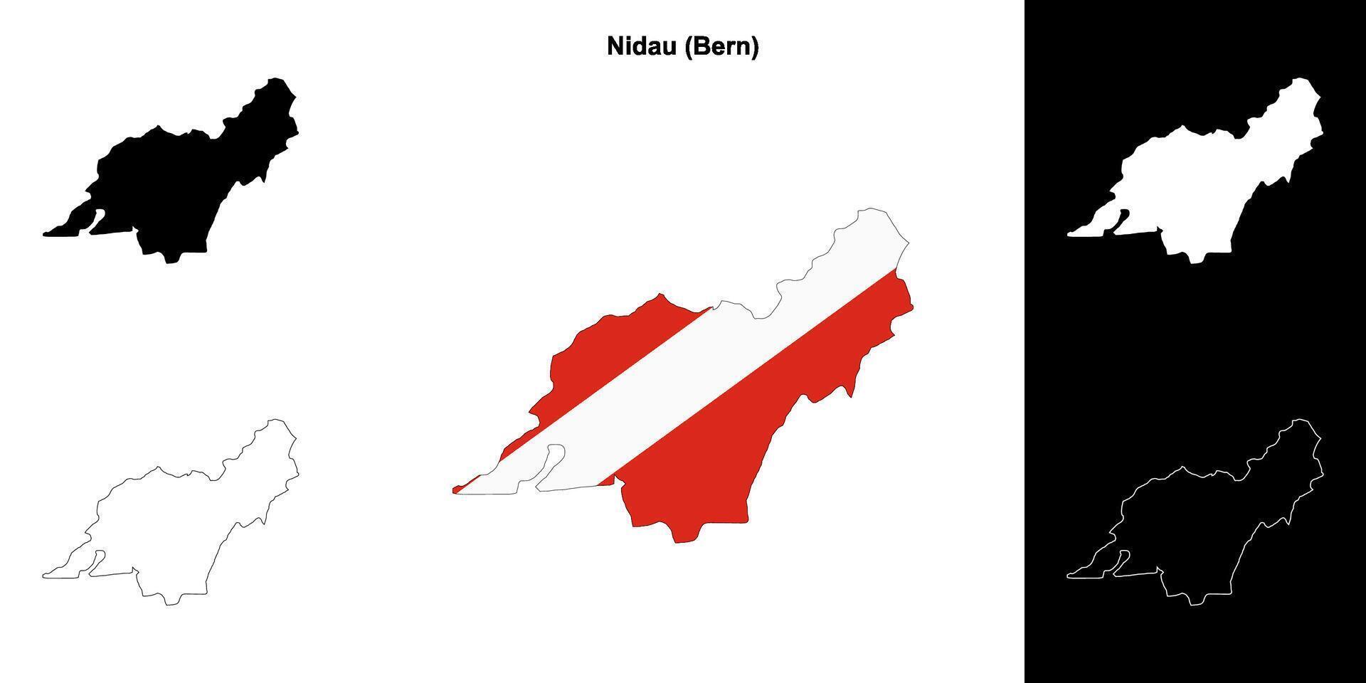 Nidau blank outline map set vector