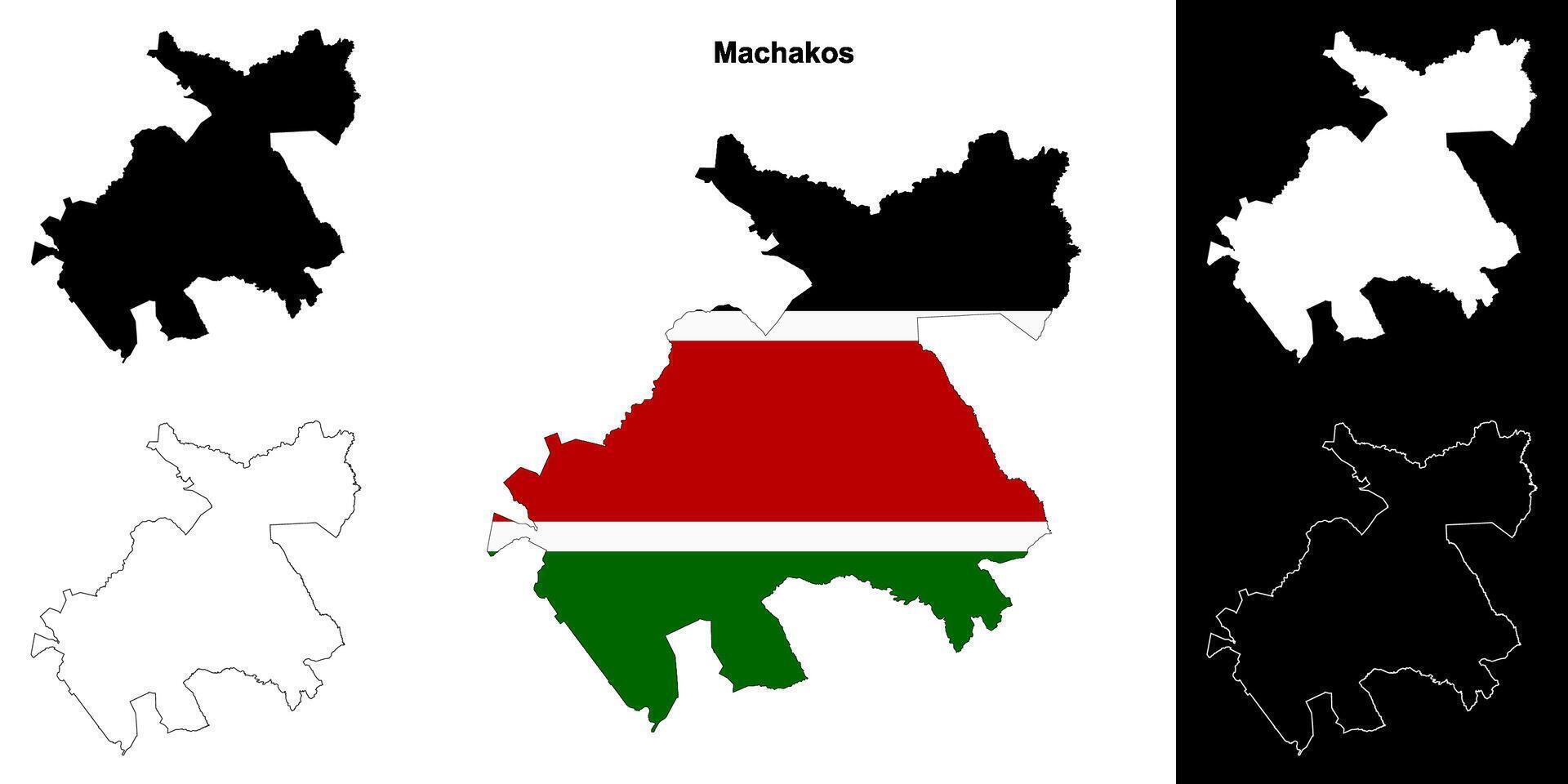 Machakos county outline map set vector