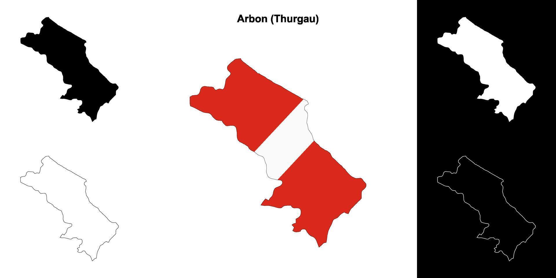 Arbon blank outline map set vector