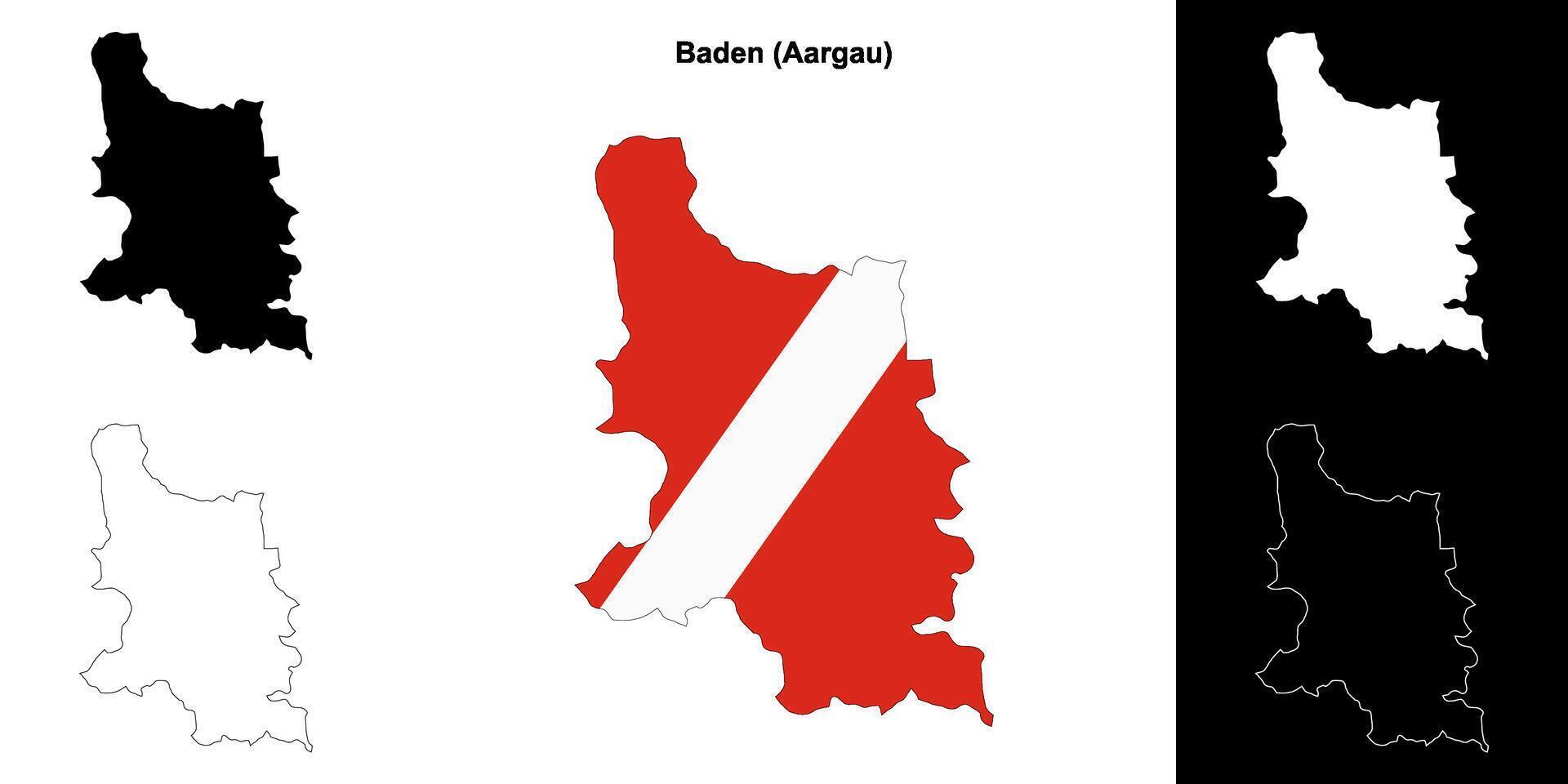 Baden blank outline map set vector