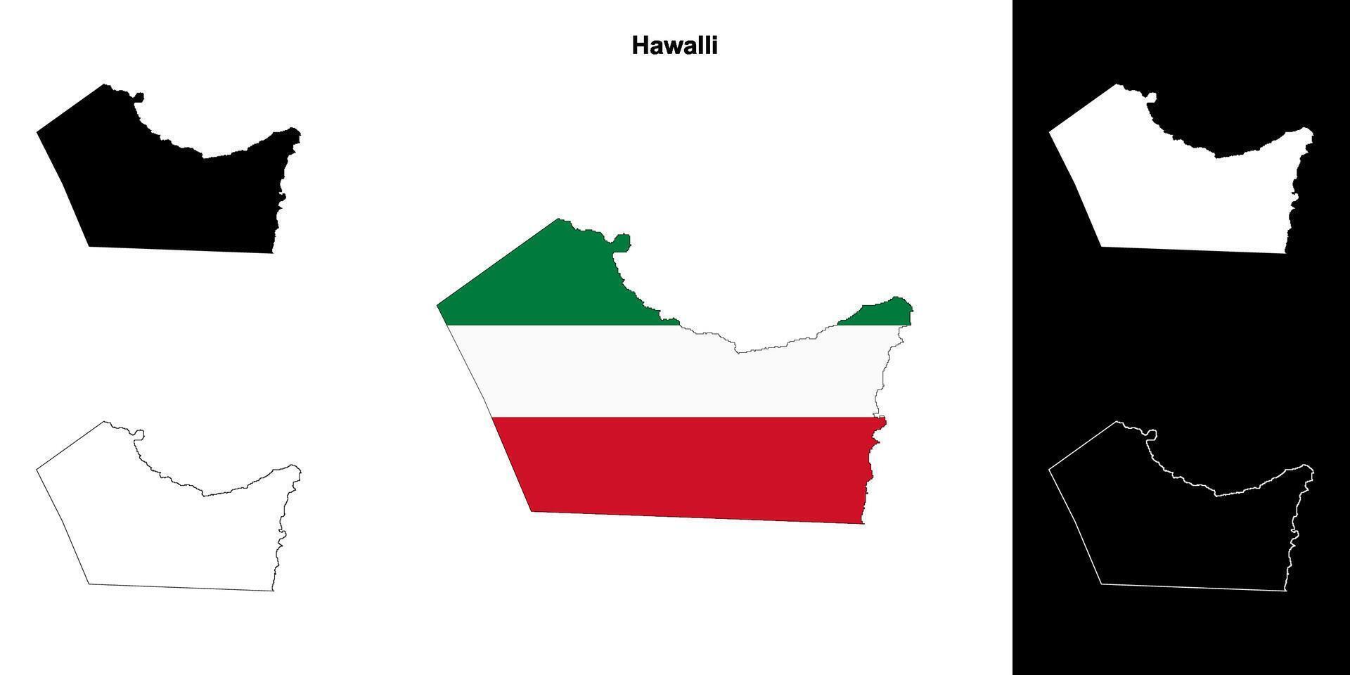 Hawalli governorate outline map set vector