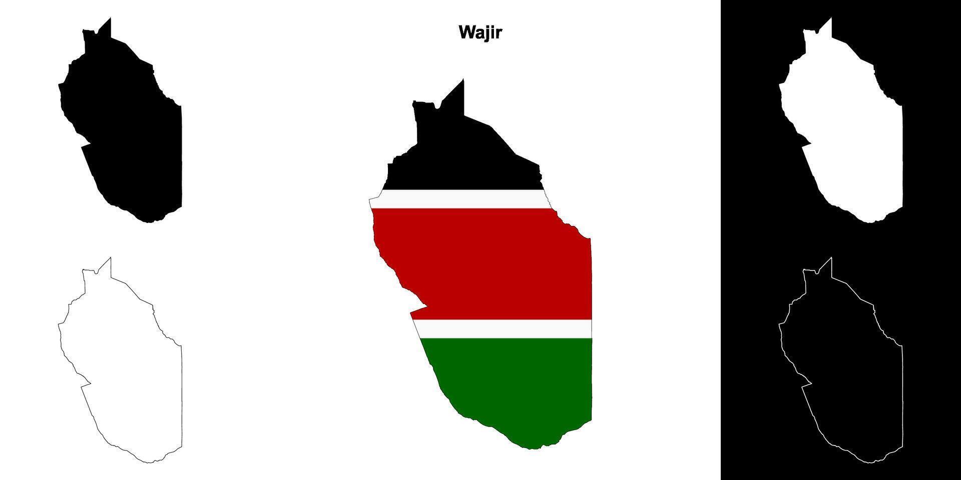 Wajir county outline map set vector