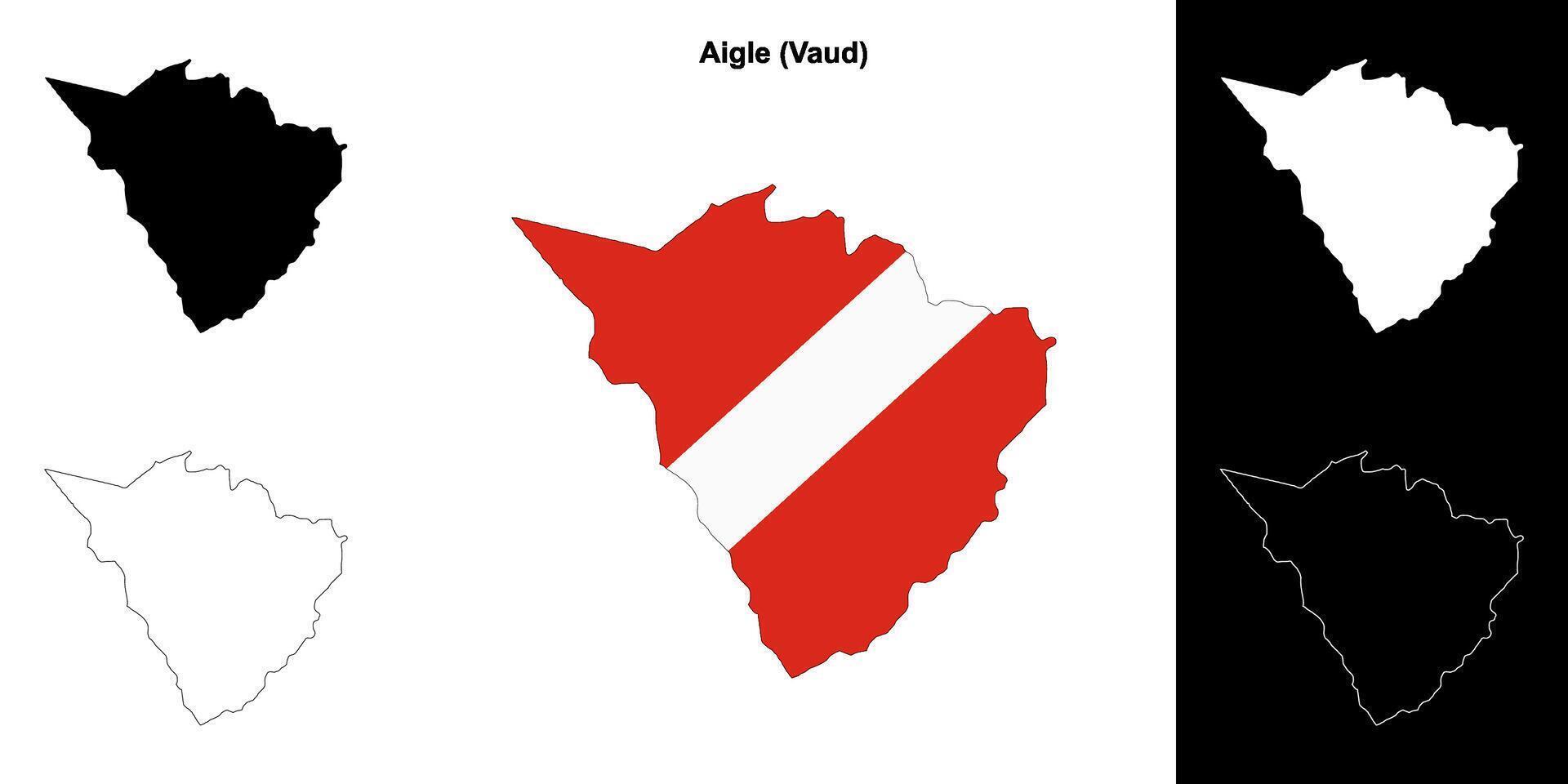 Aigle blank outline map set vector