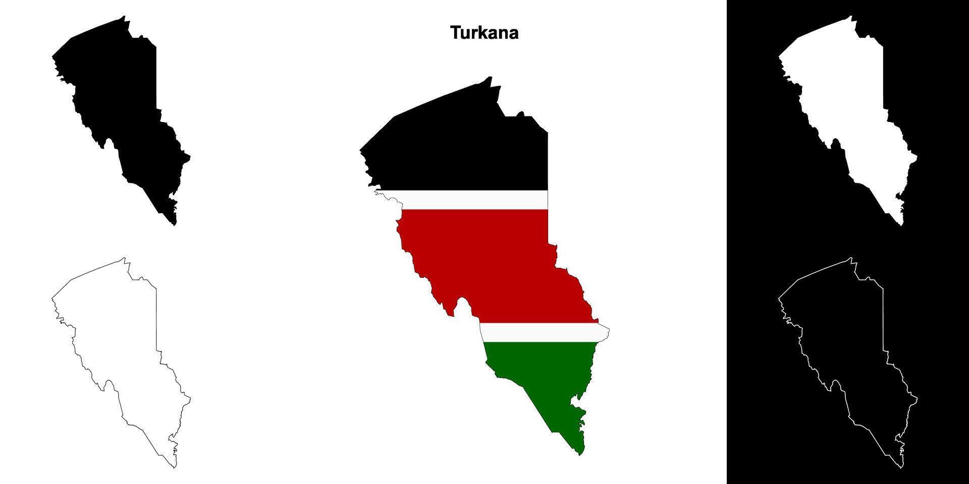Turkana county outline map set vector