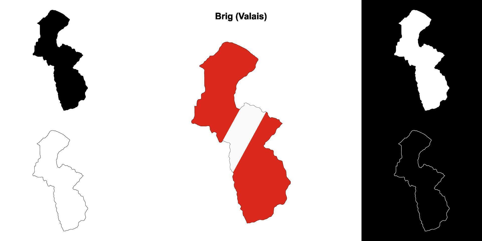 Brig blank outline map set vector