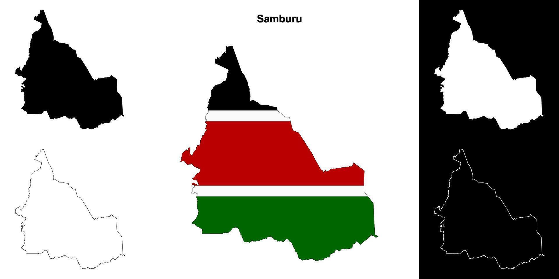 Samburu county outline map set vector